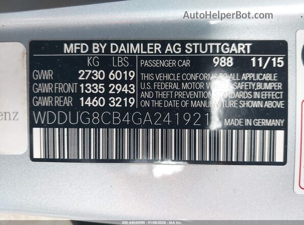 WDDUG8CB4GA241921 2016 MERCEDES-BENZ S-CLASS Light Blue ძრავის განყოფილების ხედი