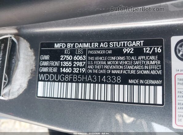 WDDUG8FB5HA314338 2017 MERCEDES-BENZ S-CLASS Gray Շարժիչի բաժամունքի տեսք