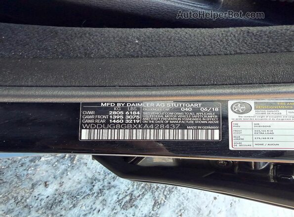 WDDUG8GBXKA428437 2019 MERCEDES-BENZ S Black 