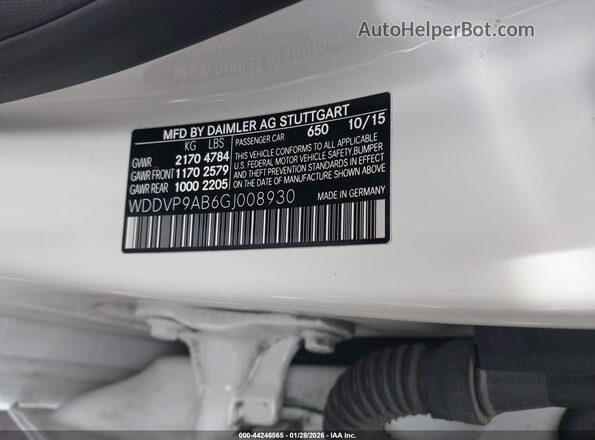 WDDVP9AB6GJ008930 2016 MERCEDES-BENZ B 250E White Вид підкапотного простору