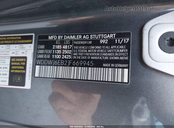 WDDWJ6EB2JF669945 2018 MERCEDES-BENZ AMG C 43 Gray Widok komory silnika