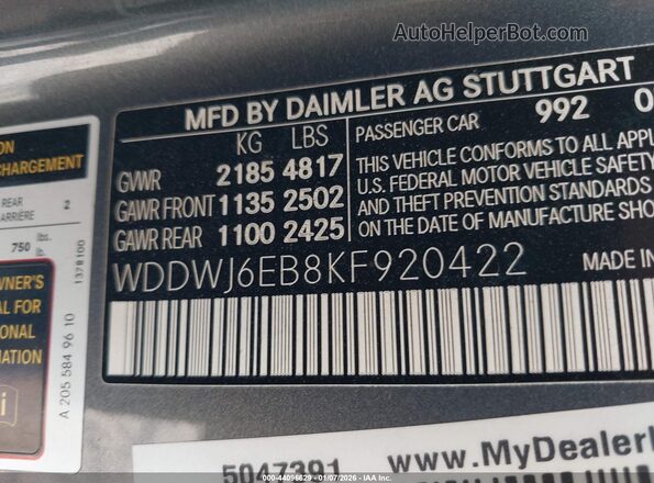 WDDWJ6EB8KF920422 2019 MERCEDES-BENZ AMG C 43 Gray Widok komory silnika