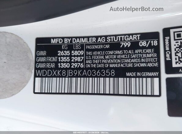 WDDXK8JB9KA036358 2019 MERCEDES-BENZ AMG S 63 White Widok komory silnika