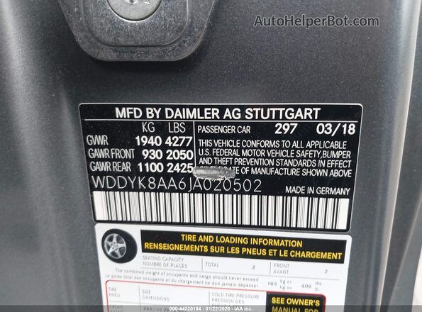 WDDYK8AA6JA020502 2018 MERCEDES-BENZ AMG GT C Gray Engine compartment view