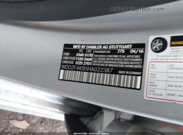 WDDZF4KB5HA022387 2017 MERCEDES-BENZ E-CLASS Серебряный Вид подкапотного пространства
