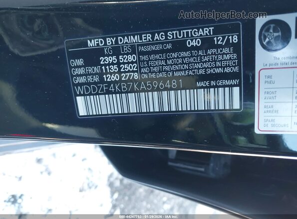 WDDZF4KB7KA596481 2019 MERCEDES-BENZ E-CLASS Черный Вид подкапотного пространства
