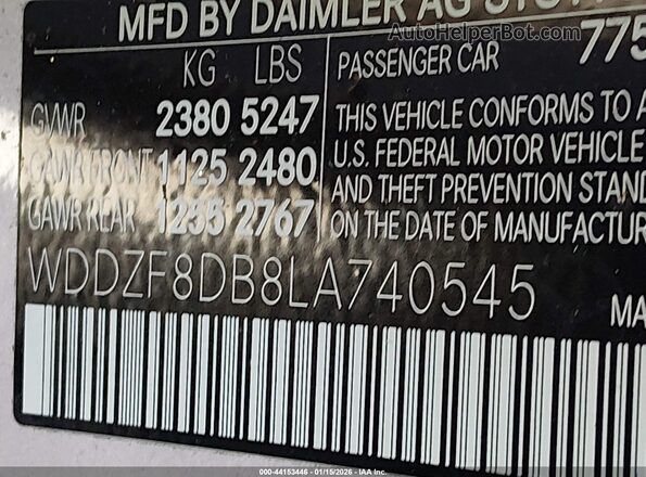 WDDZF8DB8LA740545 2020 MERCEDES-BENZ E-CLASS Серебряный Вид подкапотного пространства