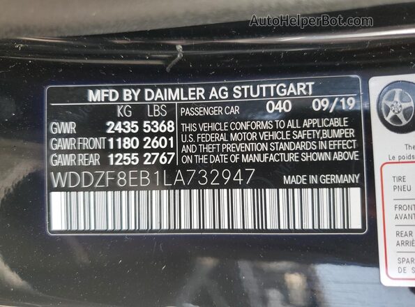 WDDZF8EB1LA732947 2020 MERCEDES-BENZ E Black 