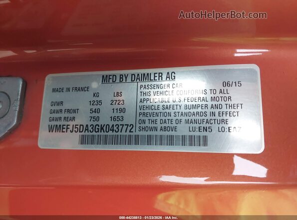 WMEFJ5DA3GK043772 2016 SMART FORTWO White Շարժիչի բաժամունքի տեսք