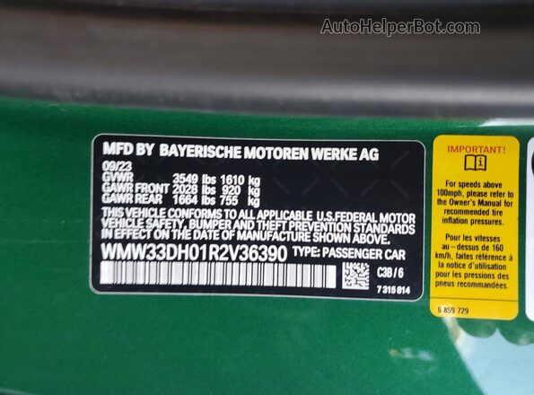 WMW33DH01R2V36390 2024 MINI COOPER Green Vista del compartimento del motor