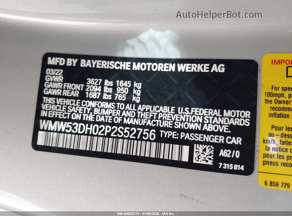 WMW53DH02P2S52756 2023 MINI HARDTOP White Vista del compartimento del motor