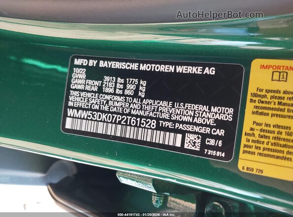 WMW53DK07P2T61528 2023 MINI HARDTOP Green Vista del compartimento del motor
