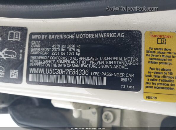 WMWLU5C30H2E84336 2017 MINI CLUBMAN White Widok komory silnika