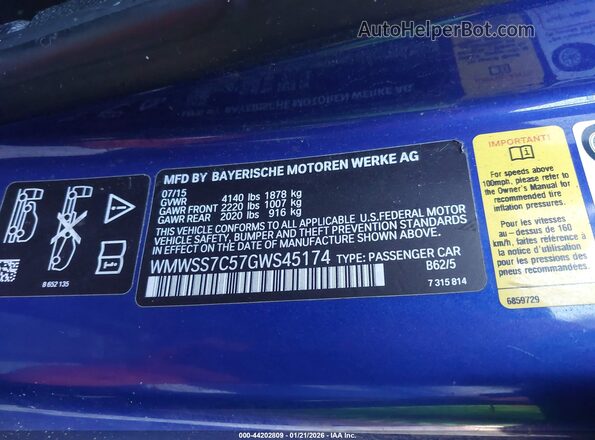 WMWSS7C57GWS45174 2016 MINI PACEMAN Blue 