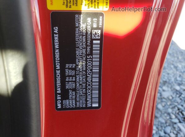 WMWXR3C04M2P00015 2021 MINI COOPER Red Engine compartment view