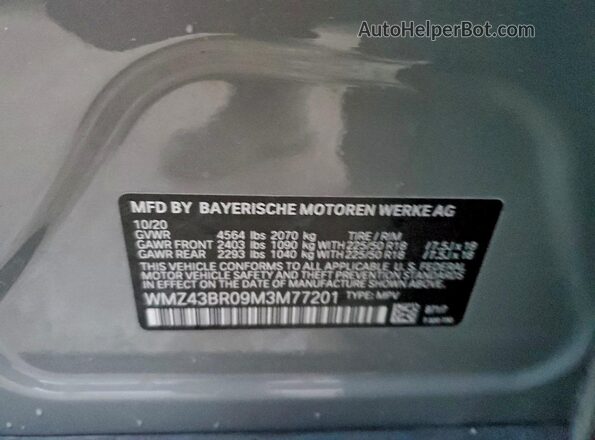 WMZ43BR09M3M77201 2021 MINI COOPER Gray Вид підкапотного простору