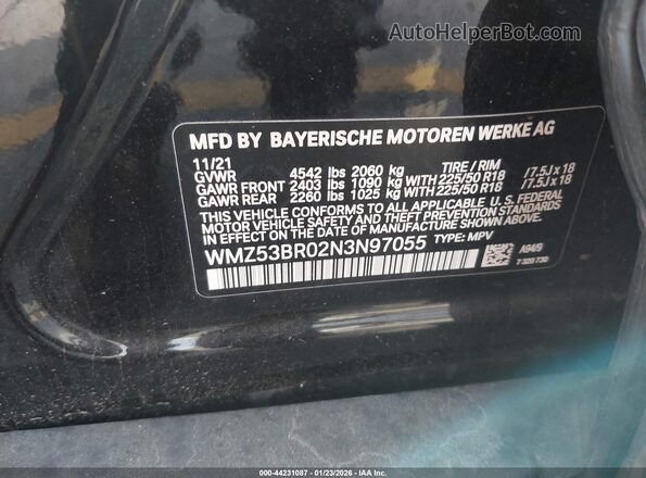 WMZ53BR02N3N97055 2022 MINI COUNTRYMAN Black Vista del compartimento del motor