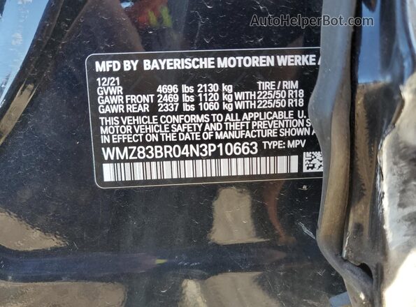 WMZ83BR04N3P10663 2022 MINI COOPER Blue Вид наклейки з VIN-кодом