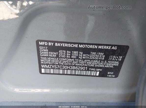 WMZYS7C30H3B62901 2017 MINI COUNTRYMAN Gray Вид підкапотного простору