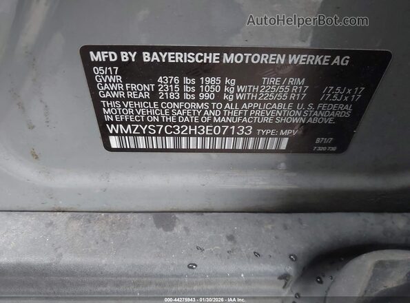 WMZYS7C32H3E07133 2017 MINI COUNTRYMAN Gray Вид підкапотного простору