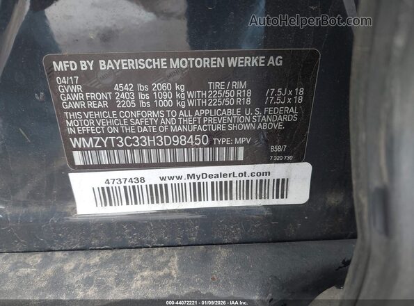 WMZYT3C33H3D98450 2017 MINI COUNTRYMAN Black Շարժիչի բաժամունքի տեսք
