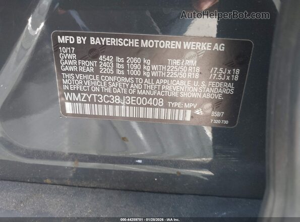WMZYT3C38J3E00408 2018 MINI COUNTRYMAN Black Вид підкапотного простору