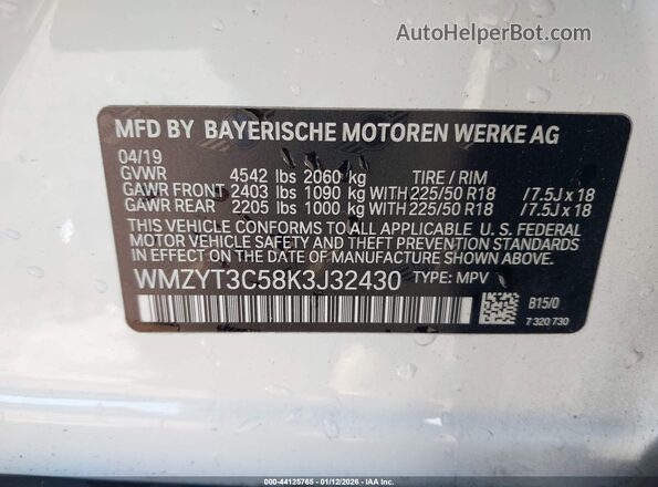 WMZYT3C58K3J32430 2019 MINI COUNTRYMAN White Вид підкапотного простору