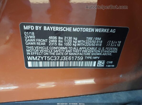 WMZYT5C37J3E61759 2018 MINI COUNTRYMAN Orange Widok komory silnika