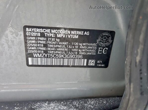 WMZYT5C59K3G90396 2019 MINI COOPER Gray Widok naklejki z numerem VIN
