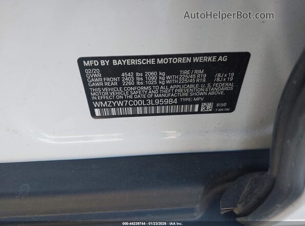 WMZYW7C00L3L95984 2020 MINI COUNTRYMAN White 