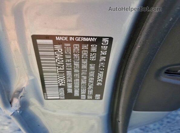 WP0AA2A73LL100654 2020 PORSCHE PANAMERA Серебряный Вид подкапотного пространства