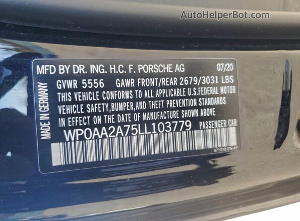 WP0AA2A75LL103779 2020 PORSCHE PANAMERA Черный Вид подкапотного пространства