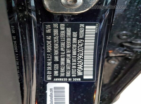 WP0AA2A79GL007479 2016 PORSCHE PANAMERA Black Շարժիչի բաժամունքի տեսք