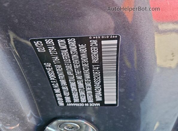 WP0AA2A94SS208741 2025 PORSCHE 911 Серый Вид подкапотного пространства