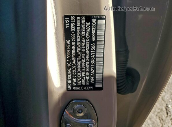 WP0AA2Y13NSA11566 2022 PORSCHE TAYCAN Желто-коричневый Вид подкапотного пространства