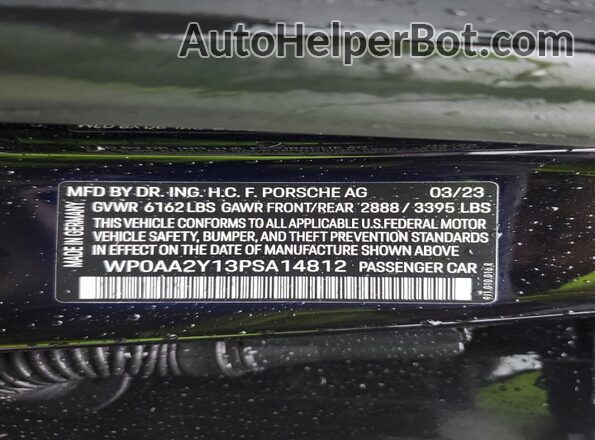 WP0AA2Y13PSA14812 2023 PORSCHE TAYCAN Black Widok komory silnika