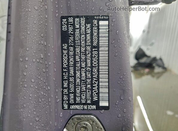 WP0AA2YA5RL005281 2024 PORSCHE PANAMERA Purple 