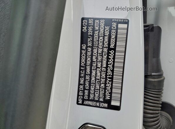 WP0AB2Y13PSA36466 2023 PORSCHE TAYCAN White Вид підкапотного простору