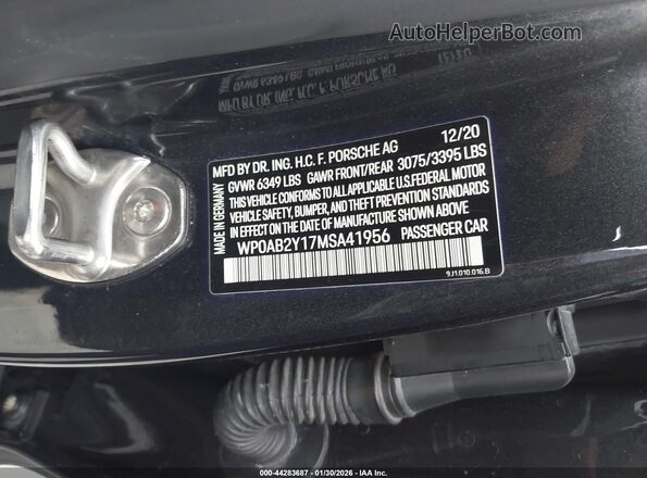 WP0AB2Y17MSA41956 2021 PORSCHE TAYCAN Gray Շարժիչի բաժամունքի տեսք