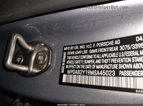 WP0AB2Y19MSA45023 2021 PORSCHE TAYCAN Синий Вид подкапотного пространства