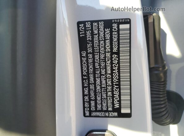 WP0AB2Y19SSA42409 2025 PORSCHE TAYCAN Серый Вид подкапотного пространства