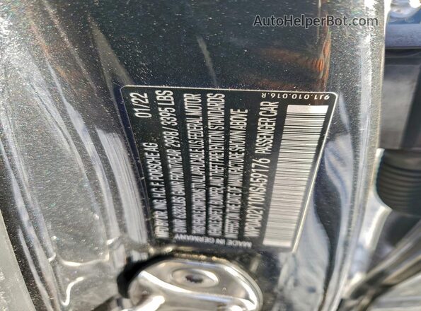WP0AD2Y10NSA59176 2022 PORSCHE TAYCAN Charcoal Вид наклейки з VIN-кодом