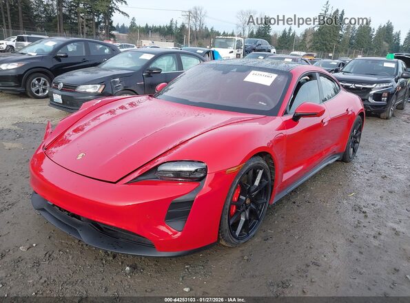 WP0AD2Y19PSA47028 2023 PORSCHE TAYCAN Red Առջևի ձախ երեք քառորդ տեսարան