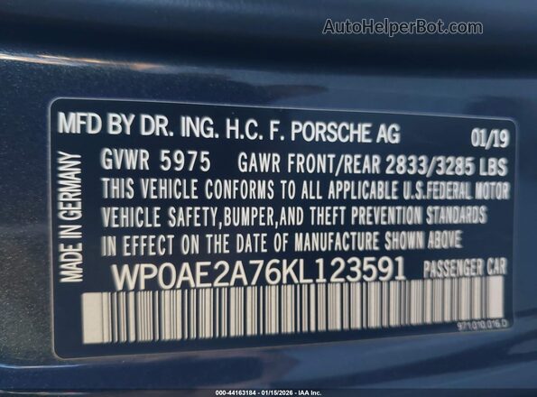 WP0AE2A76KL123591 2019 PORSCHE PANAMERA Gray Engine compartment view