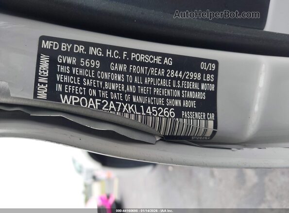 WP0AF2A7XKL145266 2019 PORSCHE PANAMERA Gray ძრავის განყოფილების ხედი