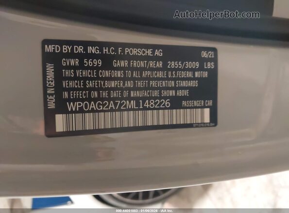 WP0AG2A72ML148226 2021 PORSCHE PANAMERA Pewter ძრავის განყოფილების ხედი