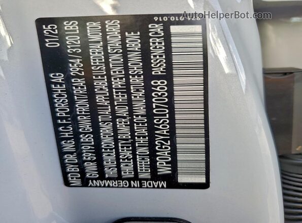 WP0AG2YA6SL070368 2025 PORSCHE PANAMERA Gray Vista del compartimento del motor