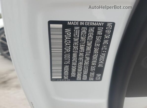 WP0AJ2A70PL103775 2023 PORSCHE PANAMERA White Vista del compartimento del motor