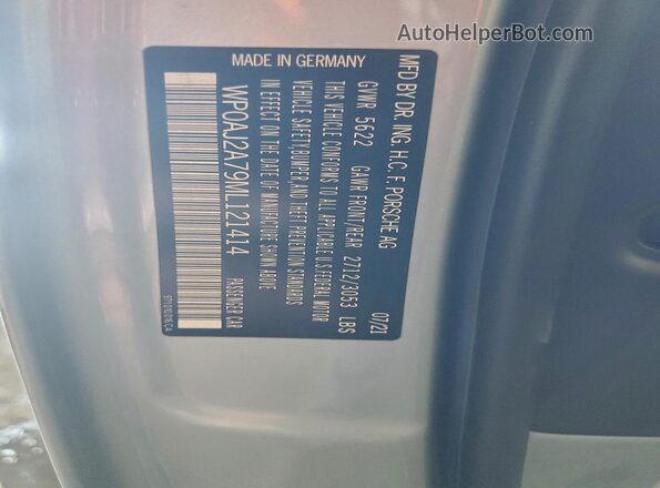 WP0AJ2A79ML121414 2021 PORSCHE PANAMERA Silver VIN կոդի պիտակի տեսք