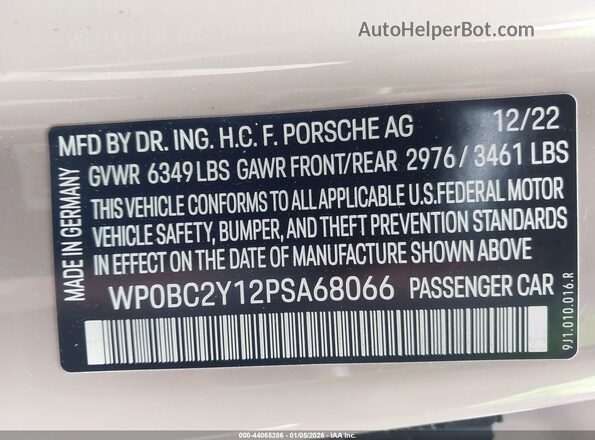 WP0BC2Y12PSA68066 2023 PORSCHE TAYCAN Tan ძრავის განყოფილების ხედი